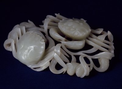 图片[1]-White Jade Double Crab-China Archive